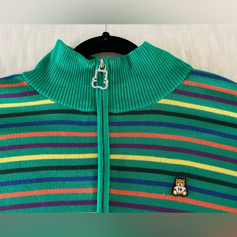 Teddy Fresh unisex colorful multi-striped half Zip-Up Sweater - Picture 4 of 5